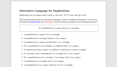 Language task for logical implication