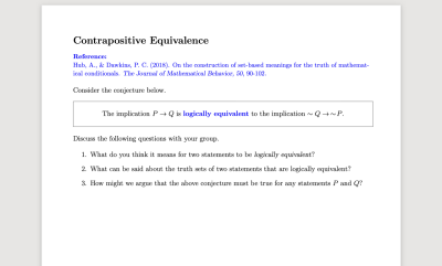 Image of task for contrapositive equivalence