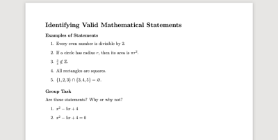 mathematical statements tasks