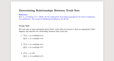task image on determining relationships between truth sets