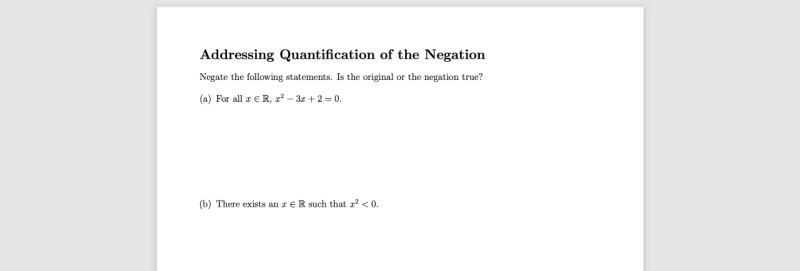 A task for addressing quantification of the negation